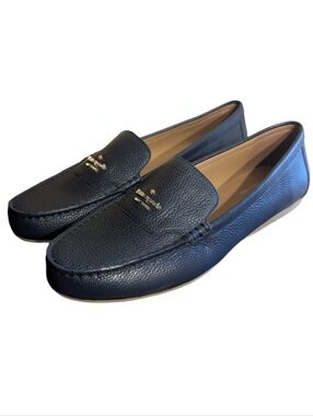 Kate Spade Briar Loafers in Navy Blue Pebbled Leather sz 8.5